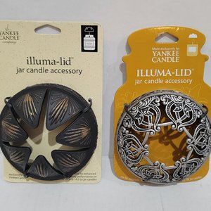 Yankee Candle Illuma-Lid Jar Candle Topper Accessory Lot Silver Scroll Black Gol